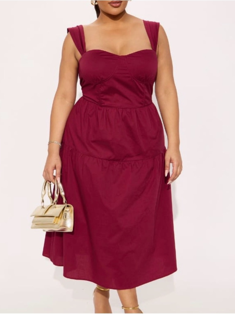 Sleeveless Burgundy Midi Dress - Brand